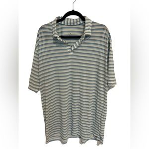 Peter Millar Seaside Golft Polo Shirt Men's L Stripes Blue‎ Short Sleeve READ! ✅